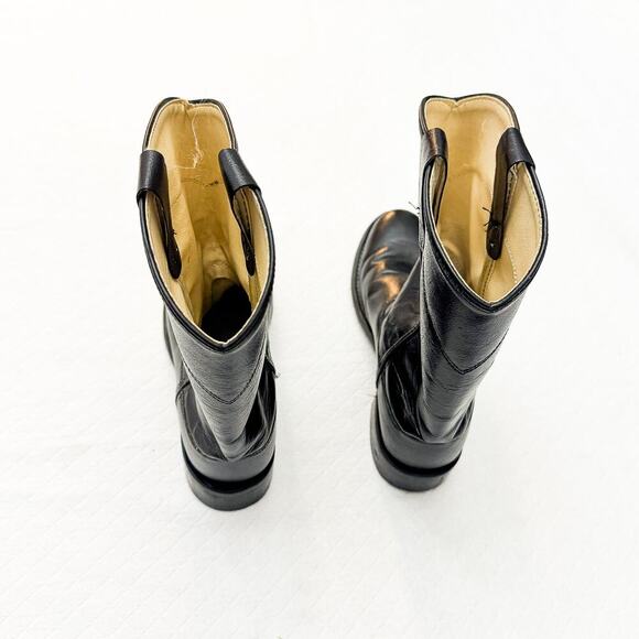 Old West Black Leather Roper Almond Toe Cowboy Boots CRY41106 Model Size 6 - Picture 4 of 7